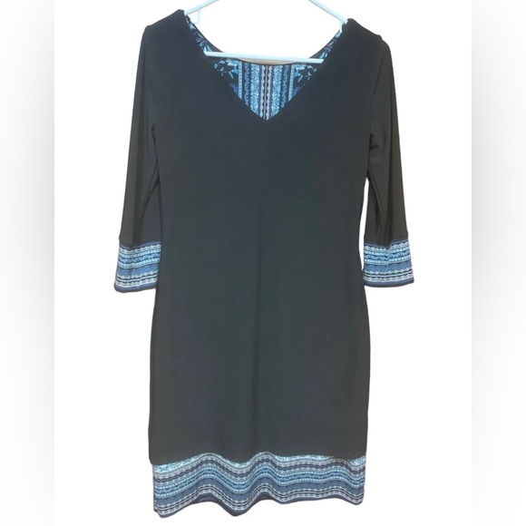 WHBM Reversible Dress Womens XS Black/Floral Form-Fitting Silky Knee Length - Picture 6 of 8